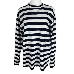 Alex Mill Lakeside Navy Striped Long Sleeve Cotton Shirt Crew Neck Size Small